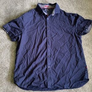 Denim and Flower Collared Short Sleeve Button Up